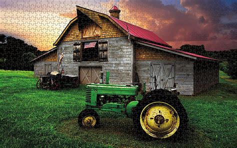 Renwuang Adult 1000 Piece Jigsaw Puzzle Wooden Puzzle Farm Tractor