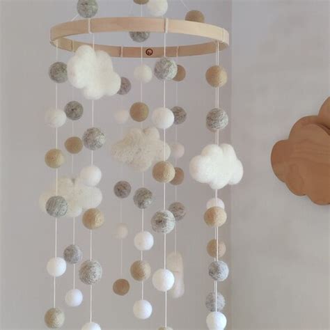 Felt Cloud Baby Mobile Cloud Crib Mobile Nursery Decor Etsy