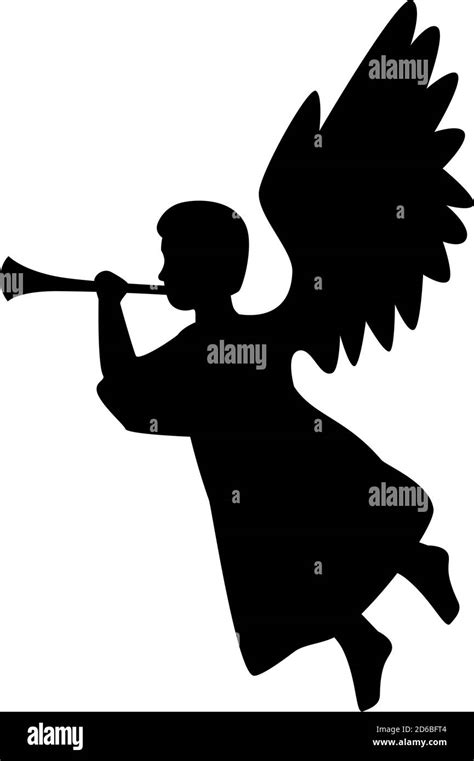 Merry Christmas Angel Silhouette Vector Design Stock Vector Image And Art