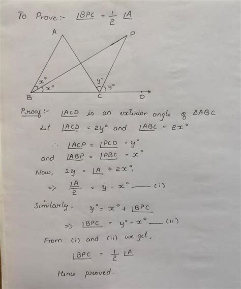 Prove That Angle Between Internal Bisector Of One Base Angle And The External Bisector Of The