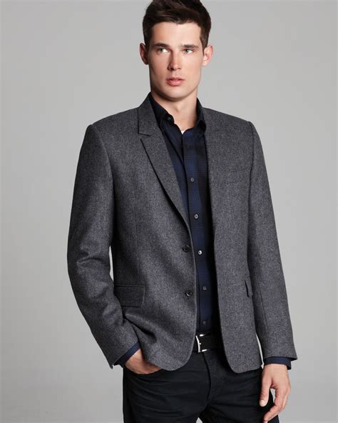 Lyst Vince Brushed Wool Herringbone Blazer In Gray For Men