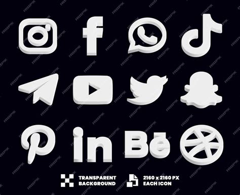 Premium Psd Social Media Icon Collection 3d