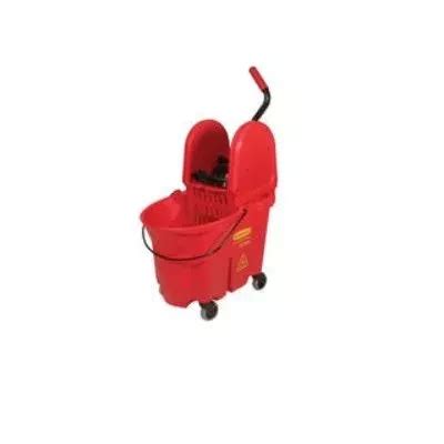 Rubbermaid WaveBrake 35 Qt Mop Bucket With Down Press Wringer Red