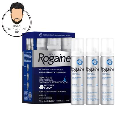 Mens Rogaine 5 Minoxidil Foam 3 Month Supply Hair Transplant Bd