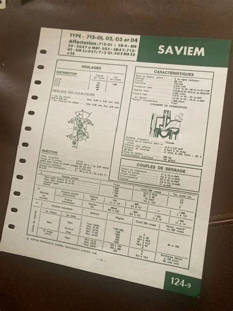 FICHE TECHNIQUE RTD Moteur SAVIEM 712 monté sur SG 4 SG 5 SD 4 SM