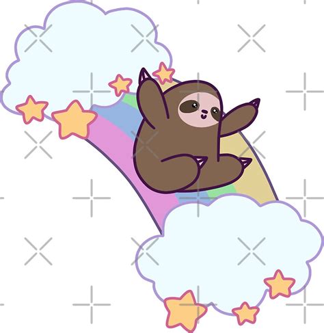 Rainbow Cloud Sloth Stickers By Saradaboru Redbubble