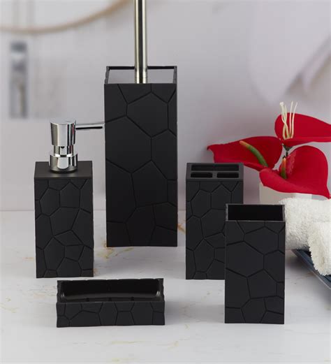 Buy Modern Black Acrylic Set Of 5 Bath Accessories Set By Kookee At 20