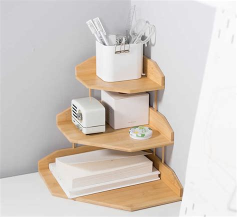 3 Tier Bamboo Wooden Corner Shelf FeelGift