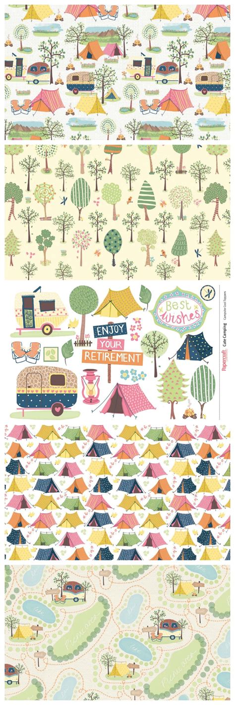 Free Cute Camping Patterned Papers Digital Paper Free Digital