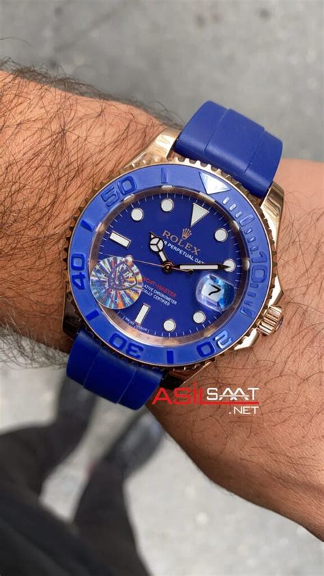 Rolex Yacht Master Mavi Kadran Everose Rubber Mm Oysterflex Blue