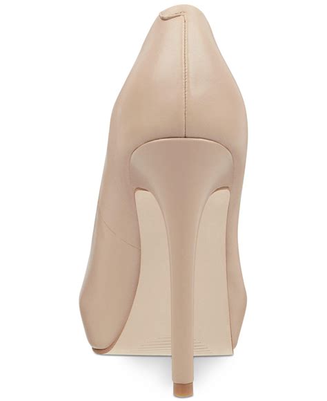 Guess Leather Honora Peep Toe Platform Pumps In Nude Natural Lyst