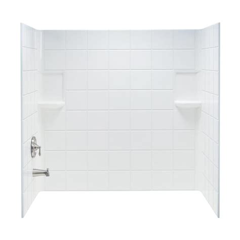 Mustee 60 In W X 59 In H 3 Piece White Fiberglass Plastic Composite Bathtub Surround In The