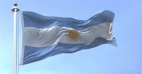 The Argentine Flag Fluttering in the Wind on a Sunny Day Stock Video ...