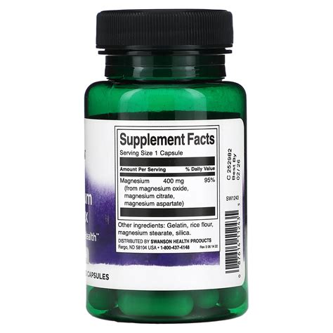 Swanson Triple Magnesium Complex Mg Capsules