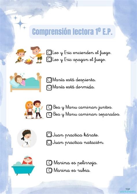 Comprension Lectora 1oe P 1 Ficha Interactiva Topworksheets Themelower