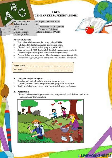 Lkpd Tema Subtema Pb Kelas Worksheet