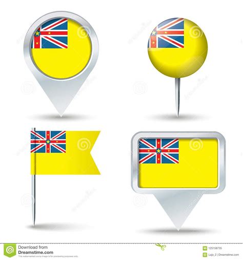 Pernos Del Mapa Con La Bandera De Niue Ilustraci N Del Vector