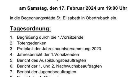 Herzliche Einladung Zur Jahreshauptversammlung 2024 Jugendblaskapelle