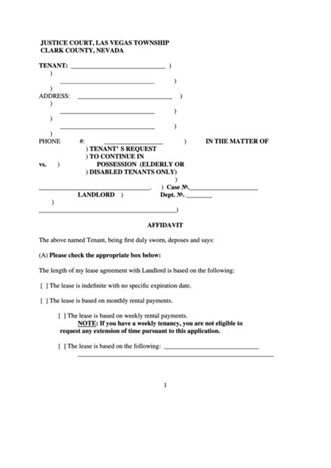 Fillable Affidavit Court Form Nevada Printable Pdf Download