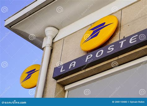 La Poste Logo Brand And Text Yellow Sign Front Of Agency Post Office