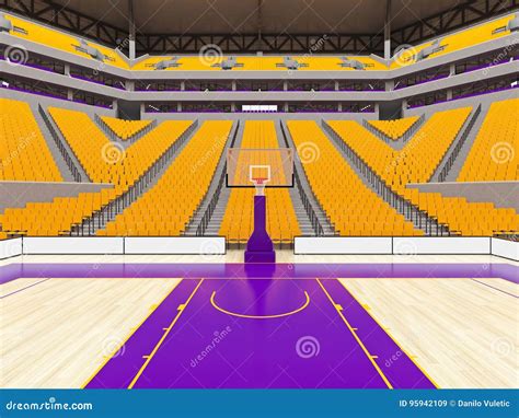 Large Modern Basketball Arena With Yellow Seats Royalty-Free Stock Photo | CartoonDealer.com ...