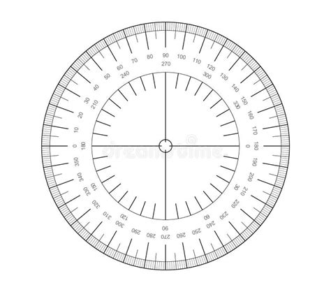 Circular Protractor Grid For Measuring Degrees Measuring Round Scale