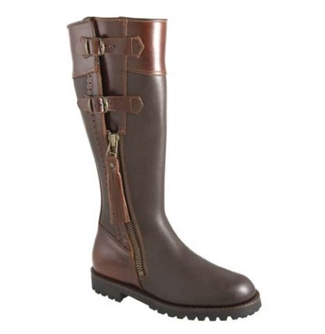 QUALITY BROWN LEATHER UNISEX HUNTER BOOTS WITH BUCKLES Strappy brown ...