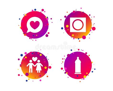 Condom Safe Sex Icons Lovers Couple Sign Vector Stock Vector