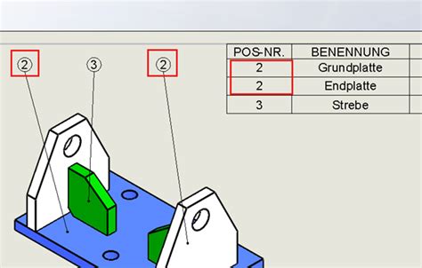 iKnow SolidWorks Gleiche Positionsnummer in Stückliste