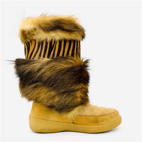 Taiga Oscar Sport Brown Fur Boots Womens Size 40 Ebay