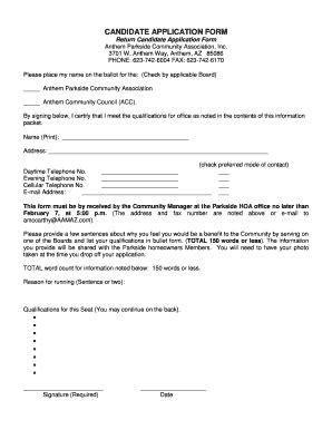 Fillable Online Candidate Application Form Online At Anthem Fax Email