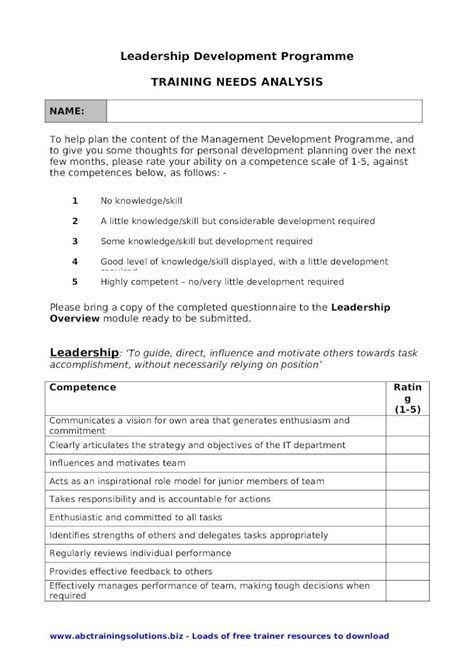 DOC Leadership TNA Questionnaire DOKUMEN TIPS