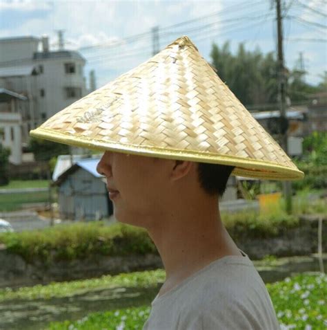 New Chinese Oriental Coolie Straw Bamboo Sun Hat Farmer Rice Fishing