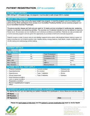 Fillable Online GP Referral Arche Health Fax Email Print PdfFiller