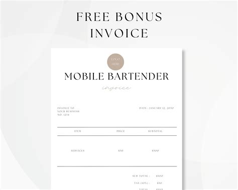 Mobile Bar Contract Template Editable Bartender Contract Mobile Bar