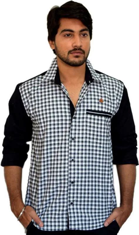 Buy Pp Shirts Men White Black Checkered Cotton Blend Regular Fit