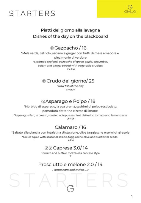 Carte Et Menus Giallo Mare Viareggio Thefork