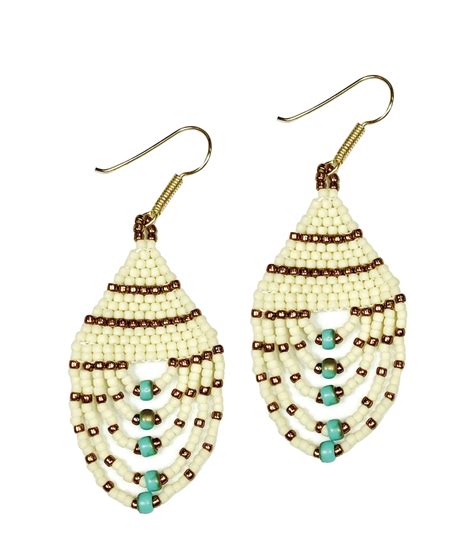 Ivory Gold Beaded Dangle Earrings Southwest Indian Foundation