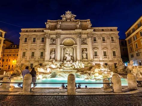 Enjoy A Quiet View Of The Trevi Fountain At Night Cultural Features