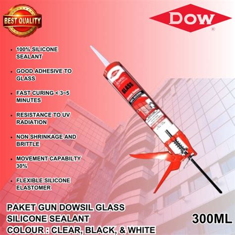 Jual Paket Lem Kaca Silicone Sealant Dowsil Glass Gun Silicone