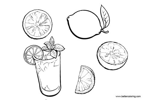 Lemonade Coloring Pages and Fruit - Free Printable Coloring Pages