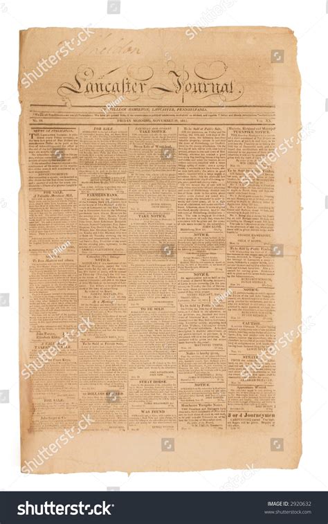 Very Early American Newspaper Of 1813 Stock Photo 2920632 Shutterstock