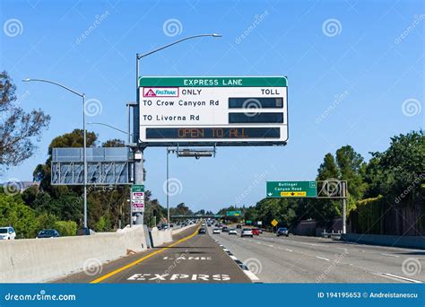 Aug 8 2020 San Ramon CA USA Designated Express Lane On A Freeway