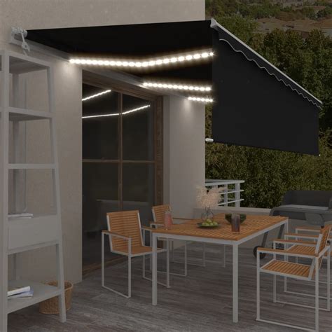 Vidaxl Tenda Automatica Con Parasole Sensore Vento E Led X Antracite