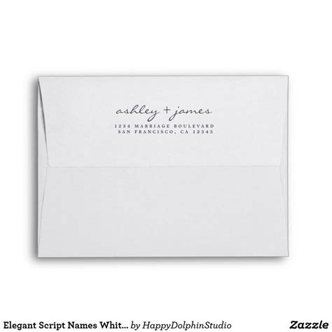 Elegant Script Names White Wedding Return Address Envelope Zazzle