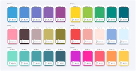 Amostras de paleta de cores pantone combinação de diferentes paletas de