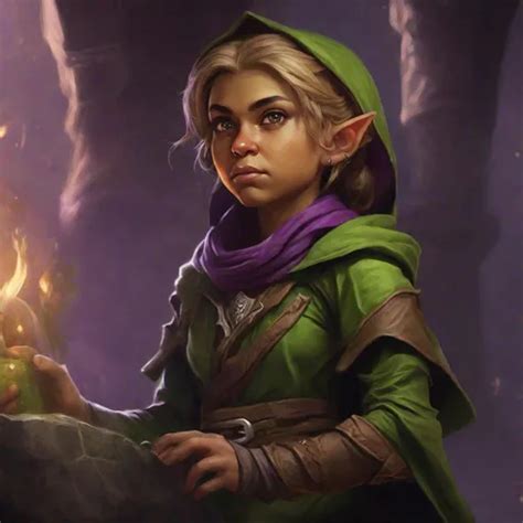 Halfling Dark Blonde Female Small Olive Skin Gre