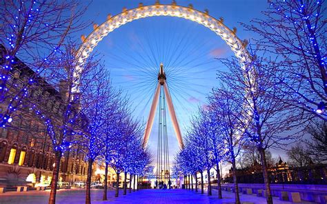 HD wallpaper: Ferris Wheel, London, London Eye, blue, christmas lights ...