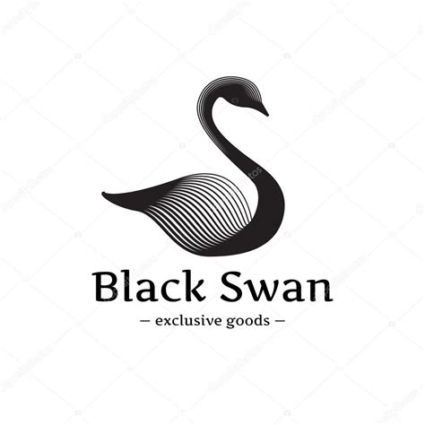 Vector Minimalistic Swan Logo Beautiful Black Ink Style Logotype