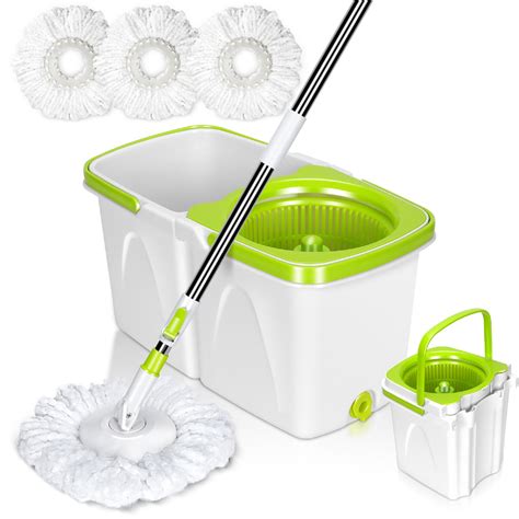 Mastertop Spin Mop And Bucket System With Wringer Set For Floor Clean